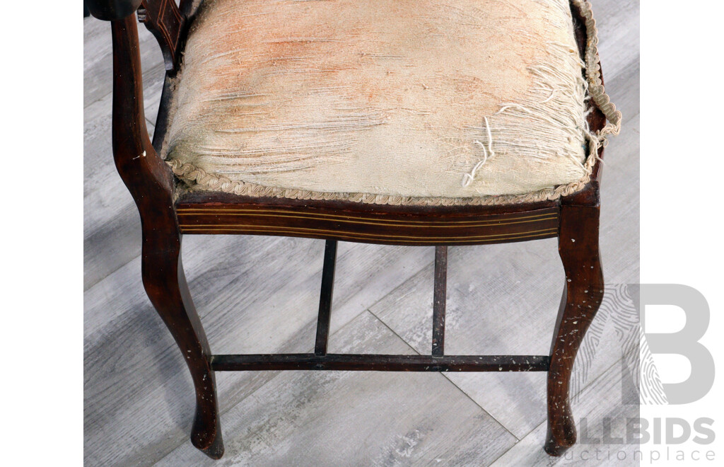 Edwardian Mahogany Corner Chair with String Inlay