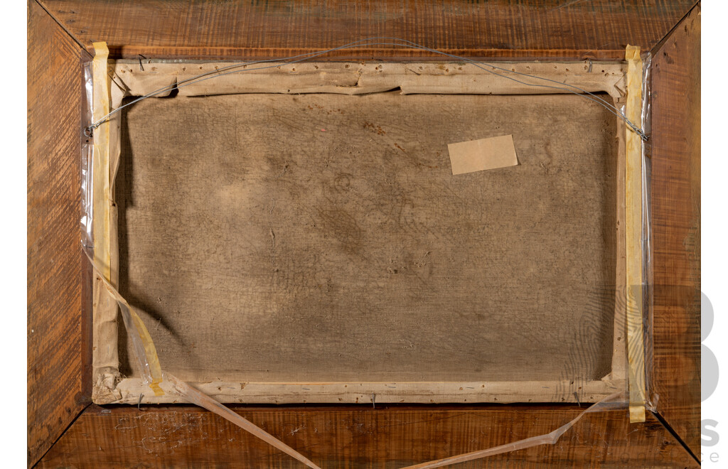 Artist Unknown, (19th Century), Children Heading Home with Hay, Antique Oil on Canvas Cloth, 80 x 113 cm (frame)