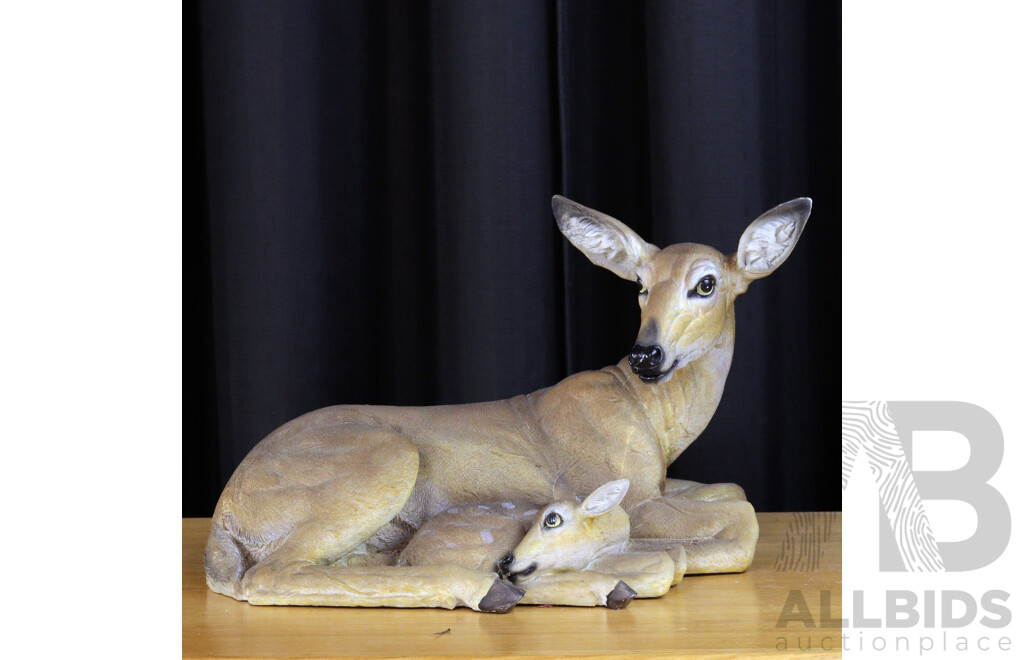 Moulded Plastic Doe and Foal