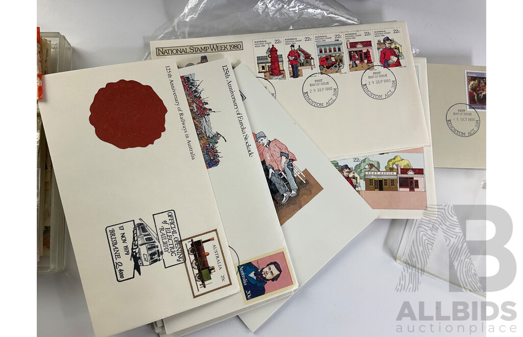 Collection of International Stamps and Covers Including Fist Day Covers, Australian 1980's, Hong Kong, Canada, Macau, Stamps, Germany, China Portugal, Timor, Brunei, USA Singapore and More