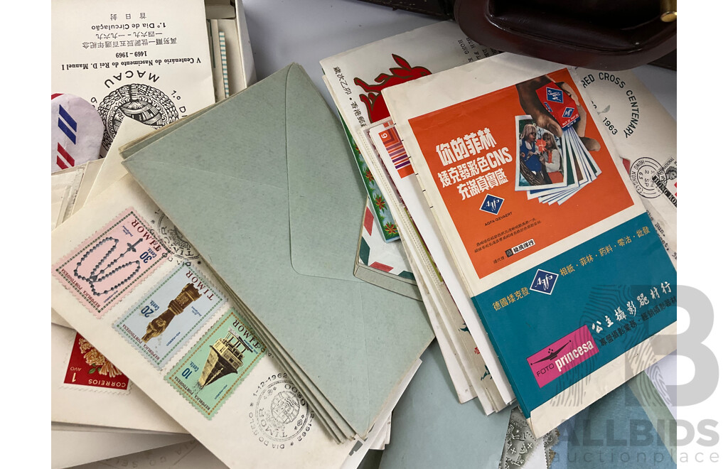 Collection of International Stamps and Covers Including Fist Day Covers, Australian 1980's, Hong Kong, Canada, Macau, Stamps, Germany, China Portugal, Timor, Brunei, USA Singapore and More