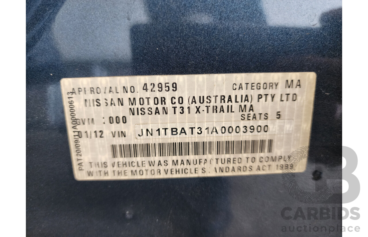 1/2012 Nissan X-Trail ST (fwd) T31 MY11 4d Wagon Blue 2.0L