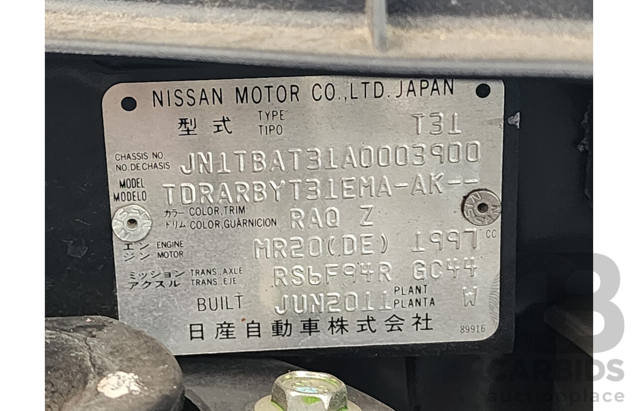 1/2012 Nissan X-Trail ST (fwd) T31 MY11 4d Wagon Blue 2.0L