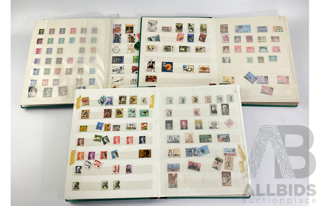 Three Albums of Cancelled International Stamps Including Australian Predecimal, Vietnam, Russia, Qatar, UAE, France, Thailand, New Zealand, Germany, PNG, Rwanda and More