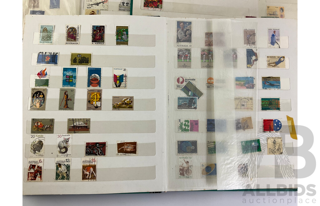Three Albums of Cancelled International Stamps Including Australian Predecimal, Vietnam, Russia, Qatar, UAE, France, Thailand, New Zealand, Germany, PNG, Rwanda and More