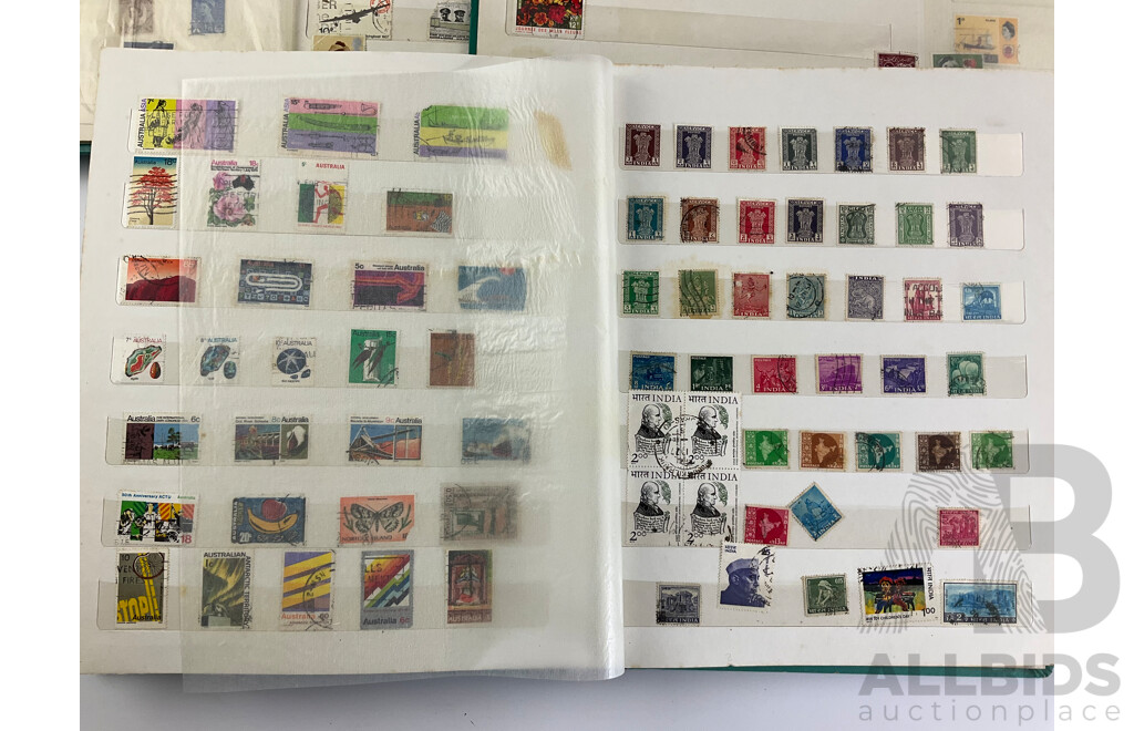 Three Albums of Cancelled International Stamps Including Australian Predecimal, Vietnam, Russia, Qatar, UAE, France, Thailand, New Zealand, Germany, PNG, Rwanda and More