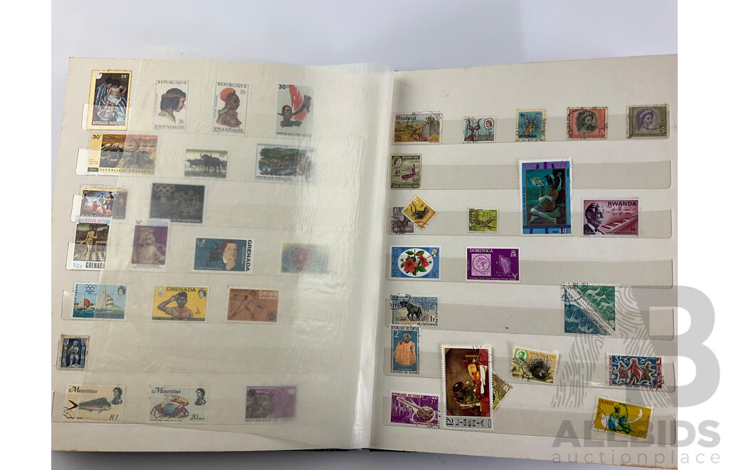 Three Albums of Cancelled International Stamps Including Australian Predecimal, Vietnam, Russia, Qatar, UAE, France, Thailand, New Zealand, Germany, PNG, Rwanda and More