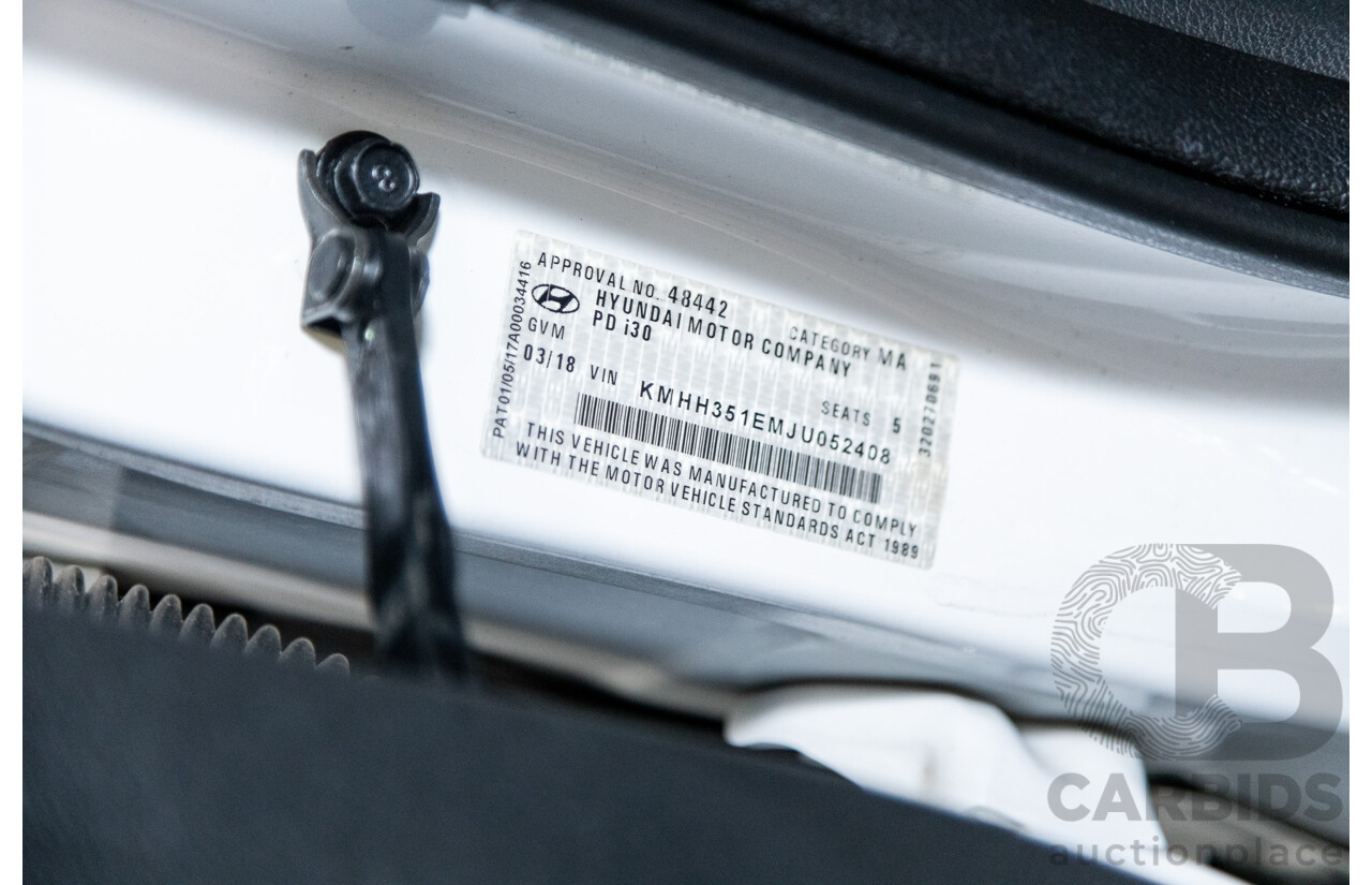 03/2018 Hyundai I30 ACTIVE FWD PD 4D Hatchback Polar White 2.0L