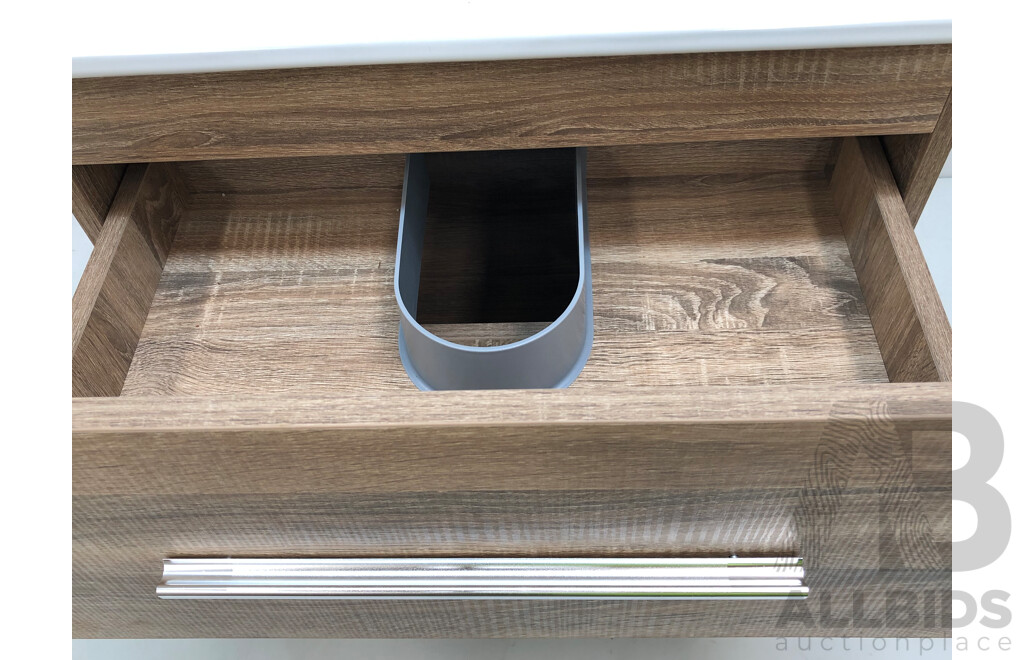 Forme Blade 600mm Wall Hung Vanity(Walnut) with Gateway Vanity Top Basin(White) - Brand New - ORP $580.00