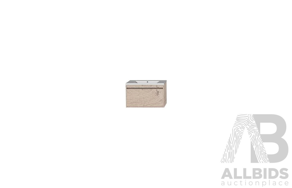 Forme Madrid 750mm Wall Hung Vanity(Light Ash) with Poly Marble Basin Top(White) - Brand New - ORP $1500.00