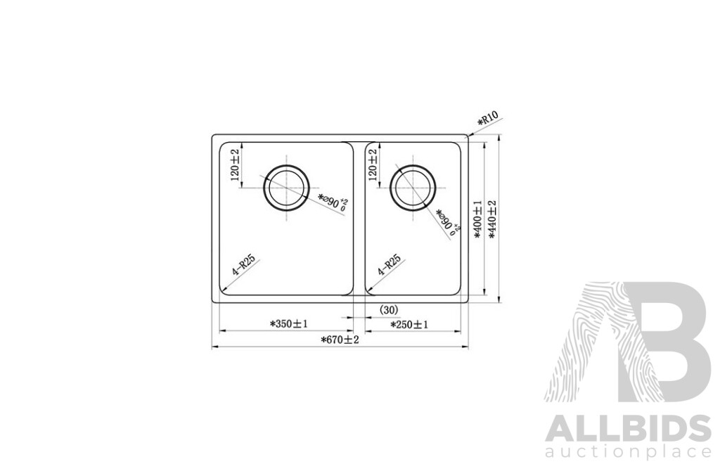 Forme Soul Square 1 ¾ Bowl Universal Sink(LH) - 670mm - Brand New - ORP $499.00