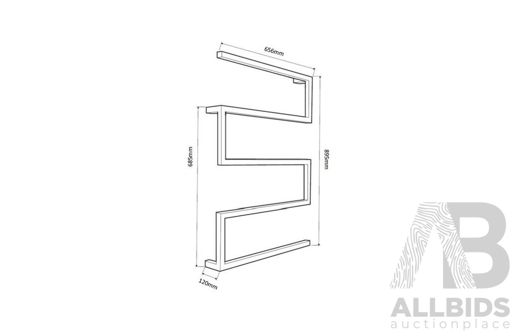 Forme Snake Black Satin Five Bar Heated Towel Rail(Square) - 895mm - Brand New - ORP $699.00