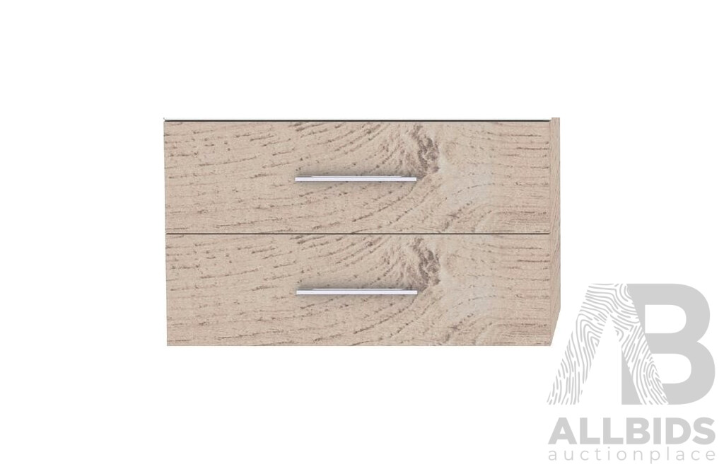 Forme Blade 900mm Wall Hung Vanity(Light Ash) with Artificial Stone Top(Sandy Beach) and White Basin - Brand New - ORP $1300.00