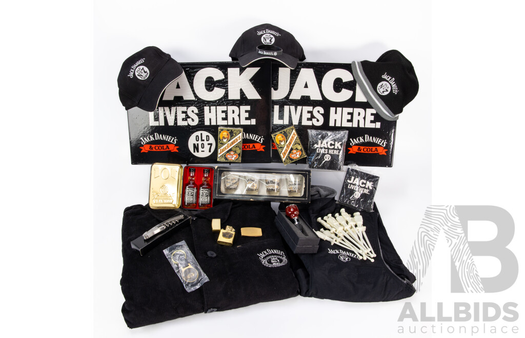 Collection of Jack Daniels Merchandise Inc Vest, Shirt, Beanie, Playing Cards and More