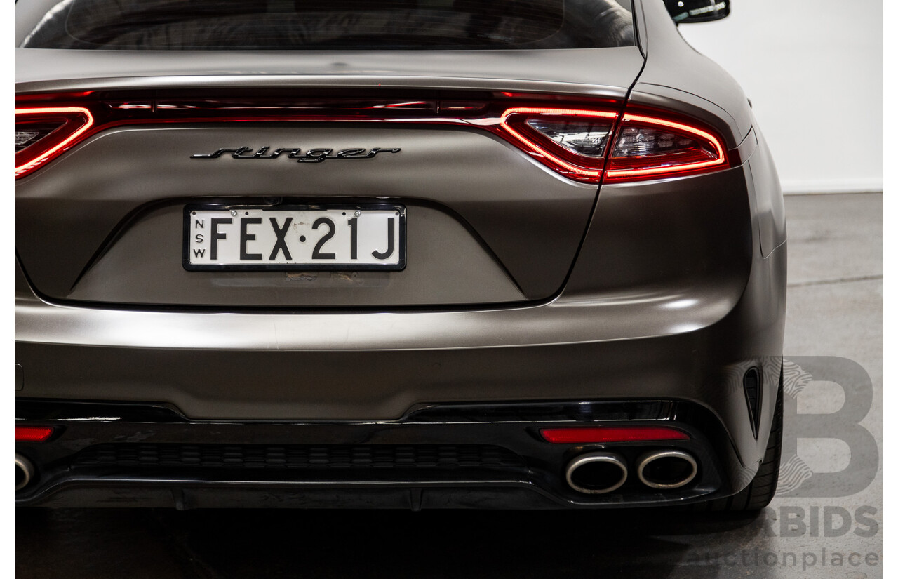 01/2018 Build 12/2017 Kia Stinger GT CK MY18 (344) 4d Sedan Hichroma Red Metallic (Grey Wrap) Twin Turbo 3.3L