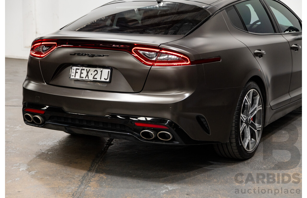 01/2018 Build 12/2017 Kia Stinger GT CK MY18 (344) 4d Sedan Hichroma Red Metallic (Grey Wrap) Twin Turbo 3.3L