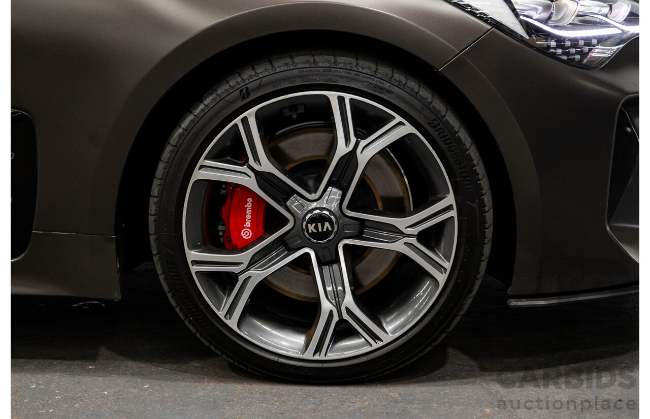 01/2018 Build 12/2017 Kia Stinger GT CK MY18 (344) 4d Sedan Hichroma Red Metallic (Grey Wrap) Twin Turbo 3.3L