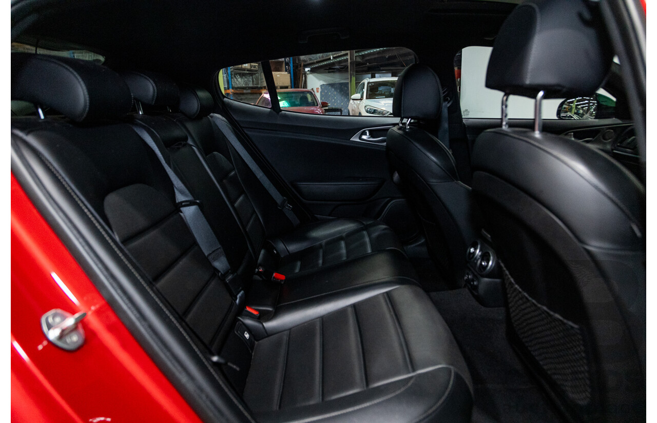 01/2018 Build 12/2017 Kia Stinger GT CK MY18 (344) 4d Sedan Hichroma Red Metallic (Grey Wrap) Twin Turbo 3.3L