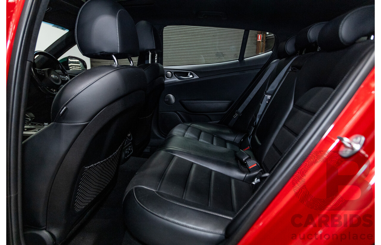 01/2018 Build 12/2017 Kia Stinger GT CK MY18 (344) 4d Sedan Hichroma Red Metallic (Grey Wrap) Twin Turbo 3.3L