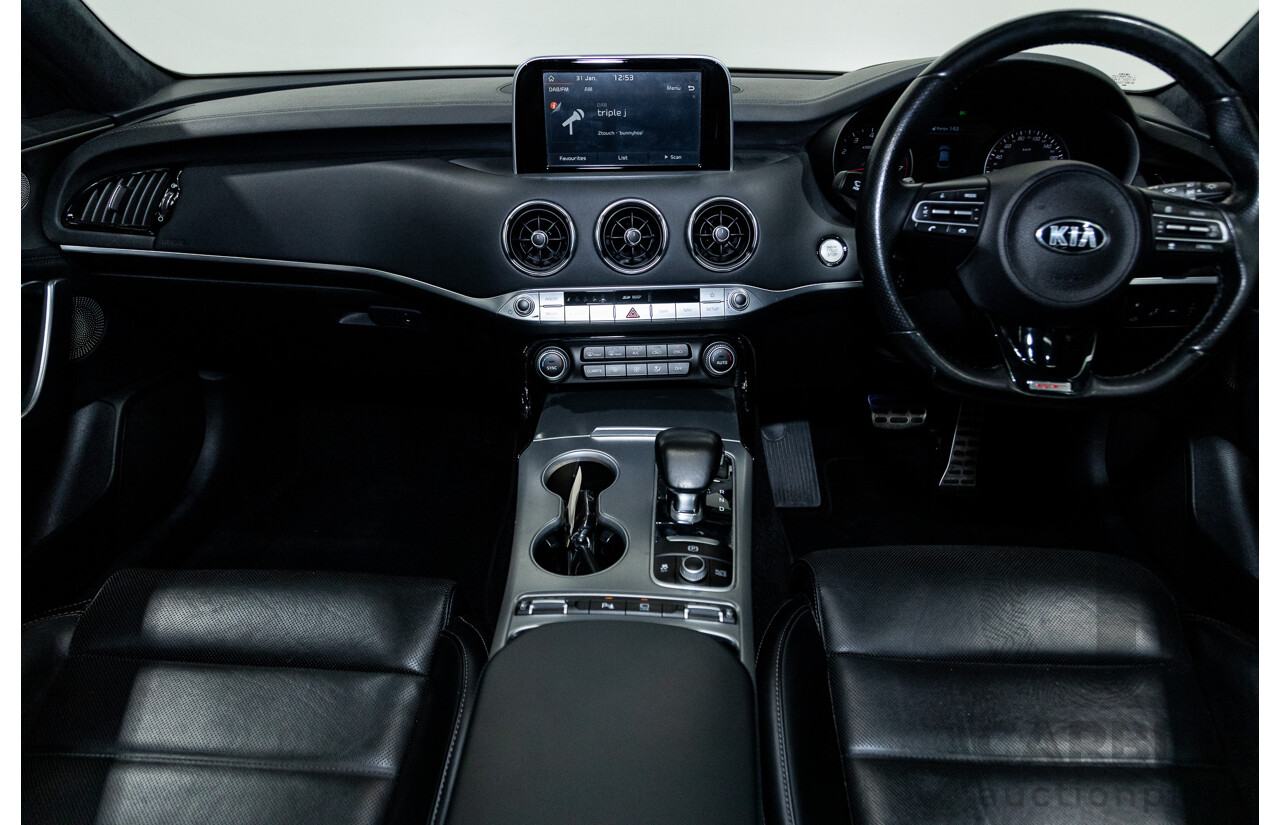 01/2018 Build 12/2017 Kia Stinger GT CK MY18 (344) 4d Sedan Hichroma Red Metallic (Grey Wrap) Twin Turbo 3.3L