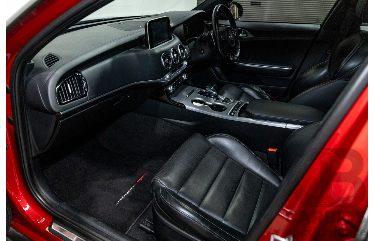 01/2018 Build 12/2017 Kia Stinger GT CK MY18 (344) 4d Sedan Hichroma Red Metallic (Grey Wrap) Twin Turbo 3.3L