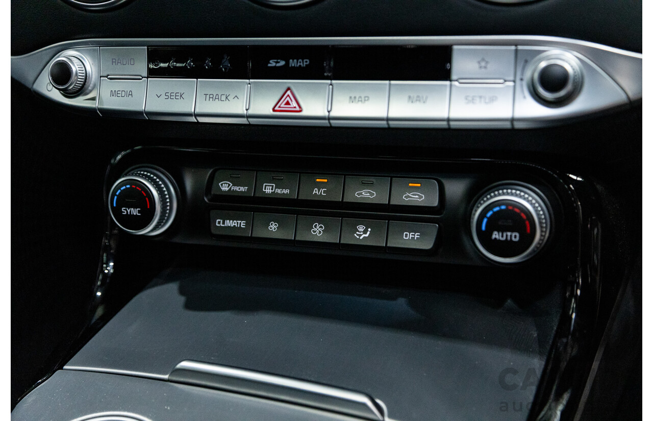 01/2018 Build 12/2017 Kia Stinger GT CK MY18 (344) 4d Sedan Hichroma Red Metallic (Grey Wrap) Twin Turbo 3.3L