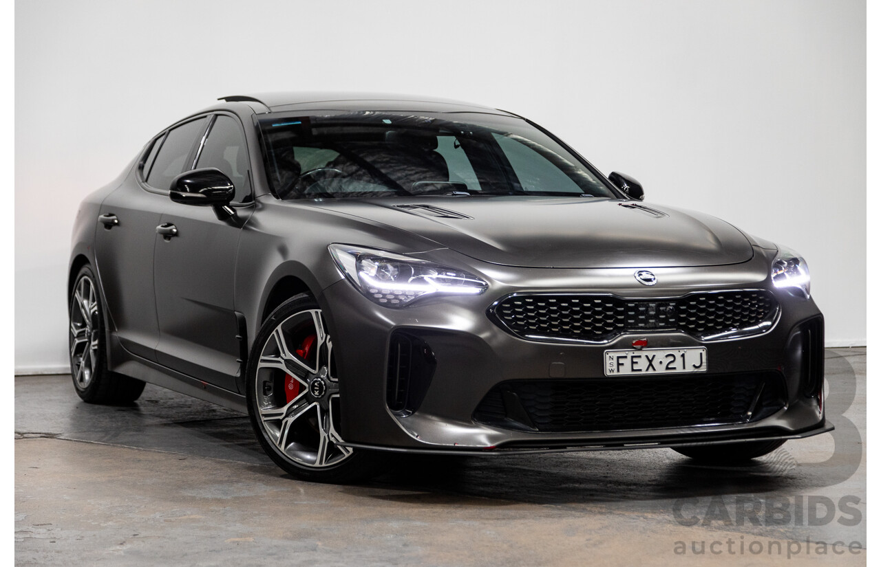 01/2018 Build 12/2017 Kia Stinger GT CK MY18 (344) 4d Sedan Hichroma Red Metallic (Grey Wrap) Twin Turbo 3.3L