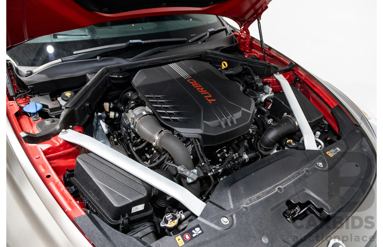 01/2018 Build 12/2017 Kia Stinger GT CK MY18 (344) 4d Sedan Hichroma Red Metallic (Grey Wrap) Twin Turbo 3.3L