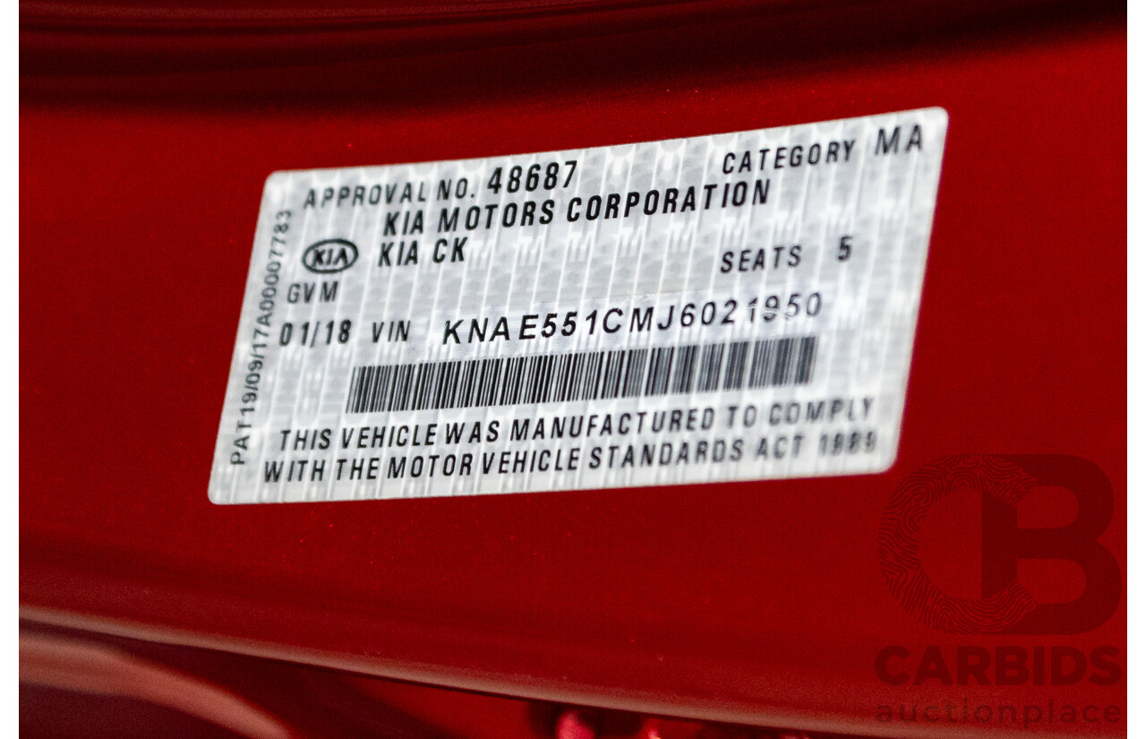 01/2018 Build 12/2017 Kia Stinger GT CK MY18 (344) 4d Sedan Hichroma Red Metallic (Grey Wrap) Twin Turbo 3.3L