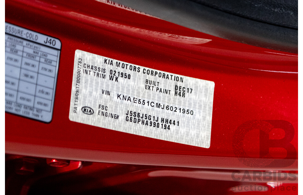 01/2018 Build 12/2017 Kia Stinger GT CK MY18 (344) 4d Sedan Hichroma Red Metallic (Grey Wrap) Twin Turbo 3.3L