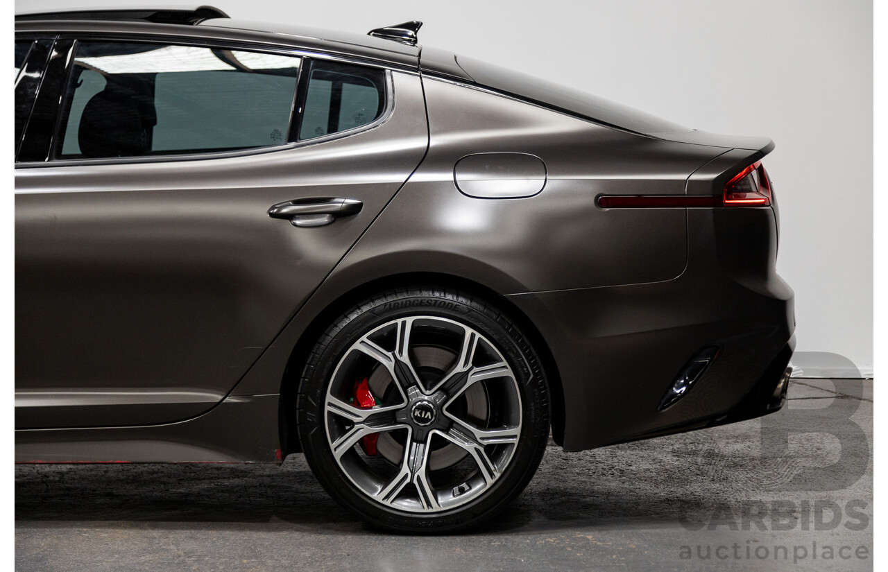 01/2018 Build 12/2017 Kia Stinger GT CK MY18 (344) 4d Sedan Hichroma Red Metallic (Grey Wrap) Twin Turbo 3.3L