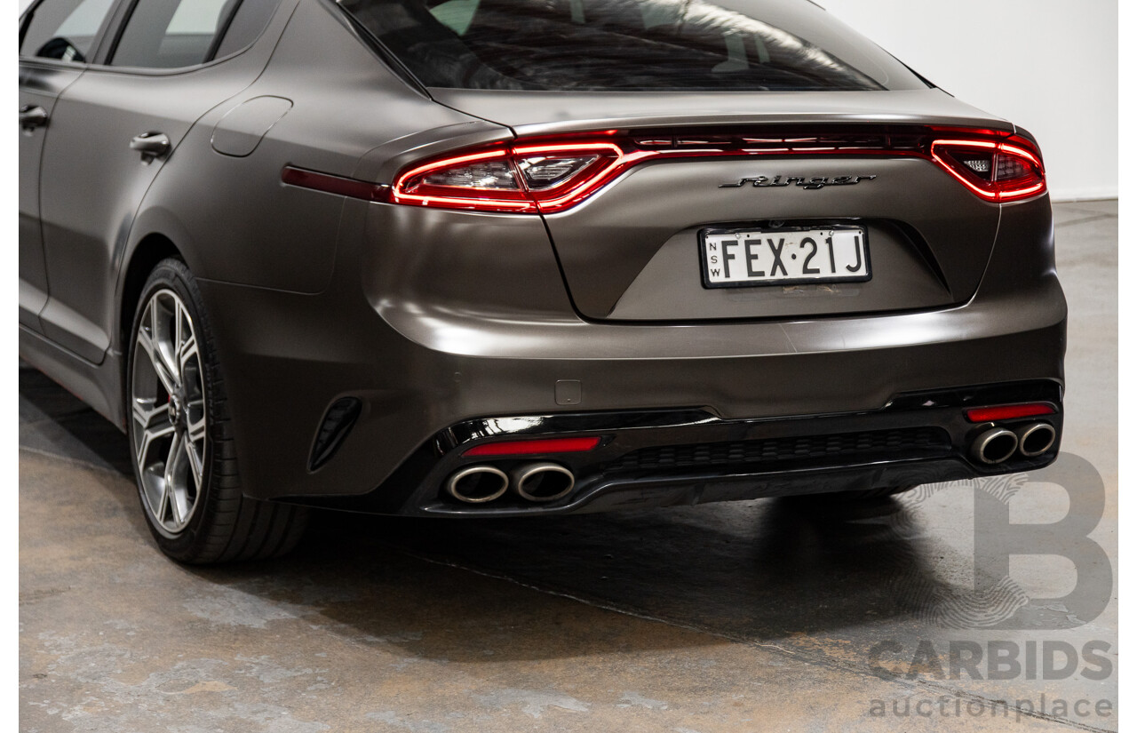 01/2018 Build 12/2017 Kia Stinger GT CK MY18 (344) 4d Sedan Hichroma Red Metallic (Grey Wrap) Twin Turbo 3.3L