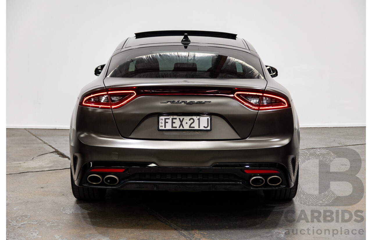 01/2018 Build 12/2017 Kia Stinger GT CK MY18 (344) 4d Sedan Hichroma Red Metallic (Grey Wrap) Twin Turbo 3.3L