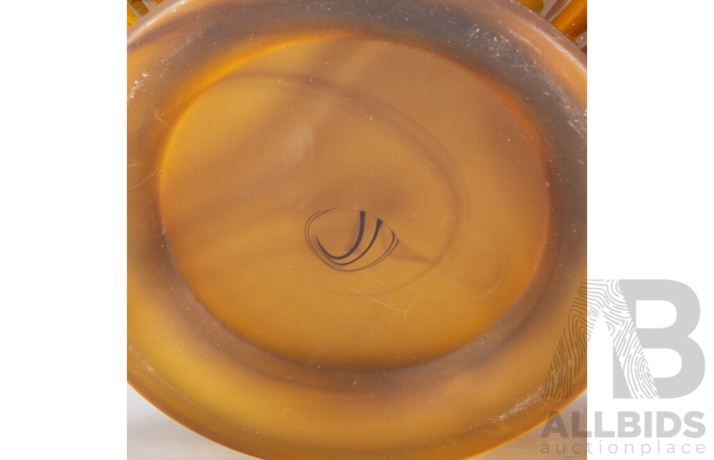 Vintage Art Deco Davidsons Amber Cloud Glass Bowl, Pattern 10 1910
