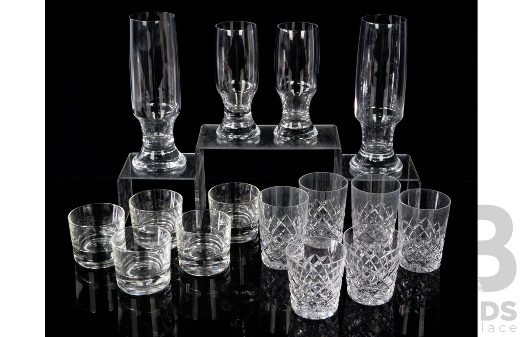 Collection Glassware Including Four Joseph Inwald Cut Crystal Tumblers, Beer Glasses and More