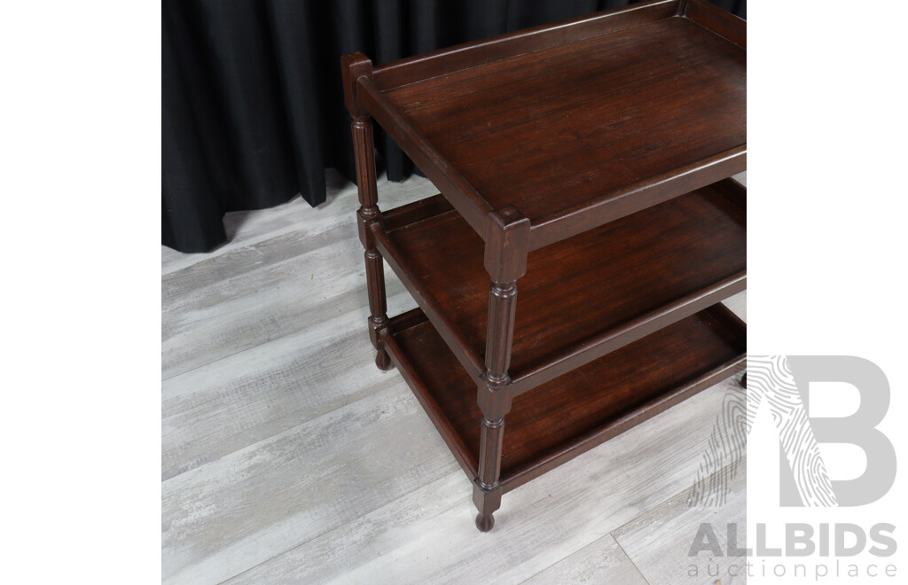 Art Deco Mahogany Three Tier Drink Stand