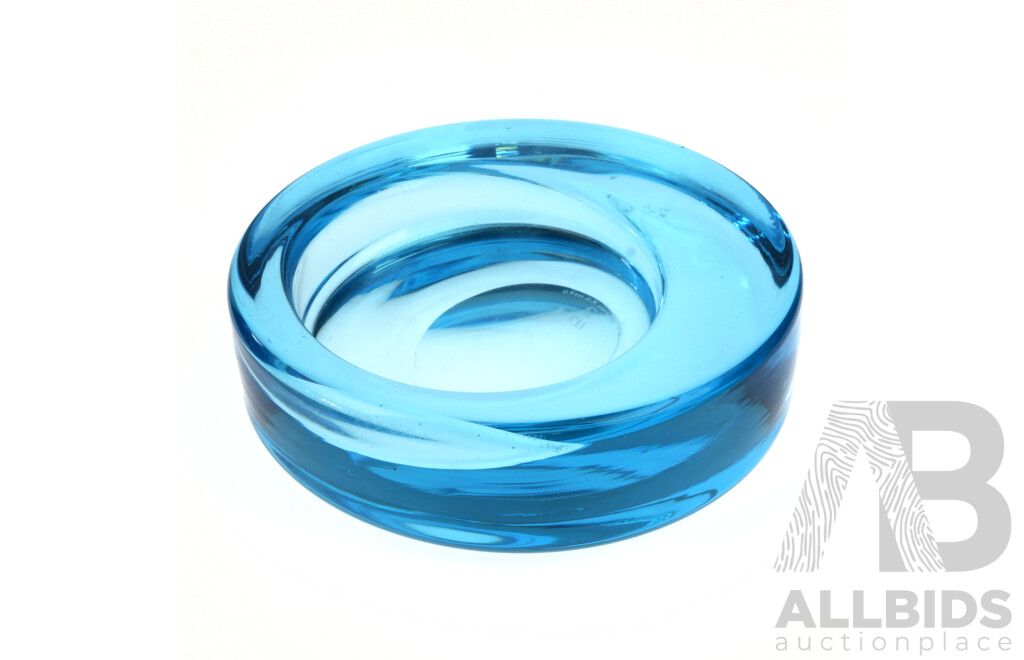 Mid Century Blue Glass Dish by per Lutkin for Holmegaard