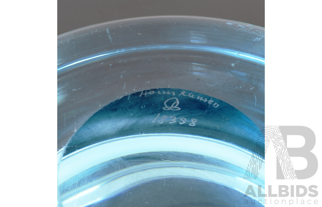 Mid Century Blue Glass Dish by per Lutkin for Holmegaard