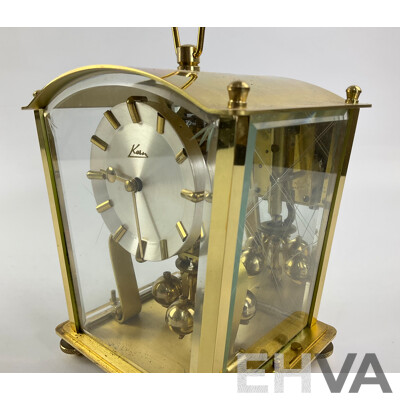 Vintage Brass Kien 400 Day Torsion Clock with Etched and Beveled Glass, Made in Germany