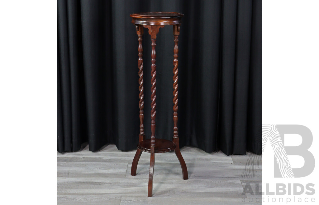 Mahogany Barley Twist Plant Stand