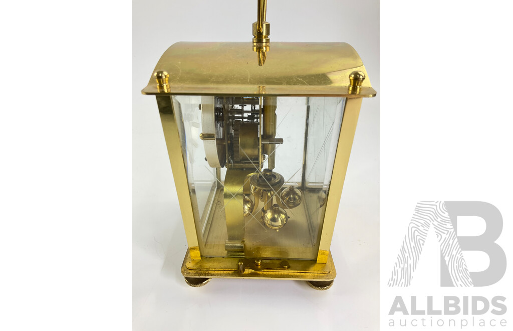 Vintage Brass Kien 400 Day Torsion Clock with Etched and Beveled Glass, Made in Germany