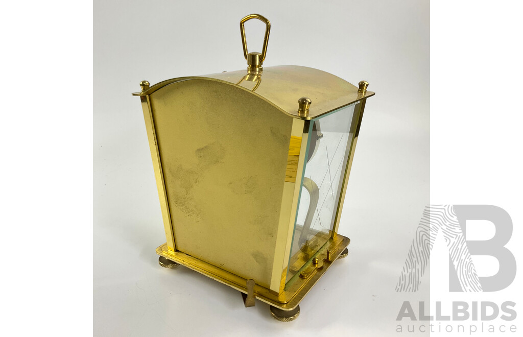 Vintage Brass Kien 400 Day Torsion Clock with Etched and Beveled Glass, Made in Germany