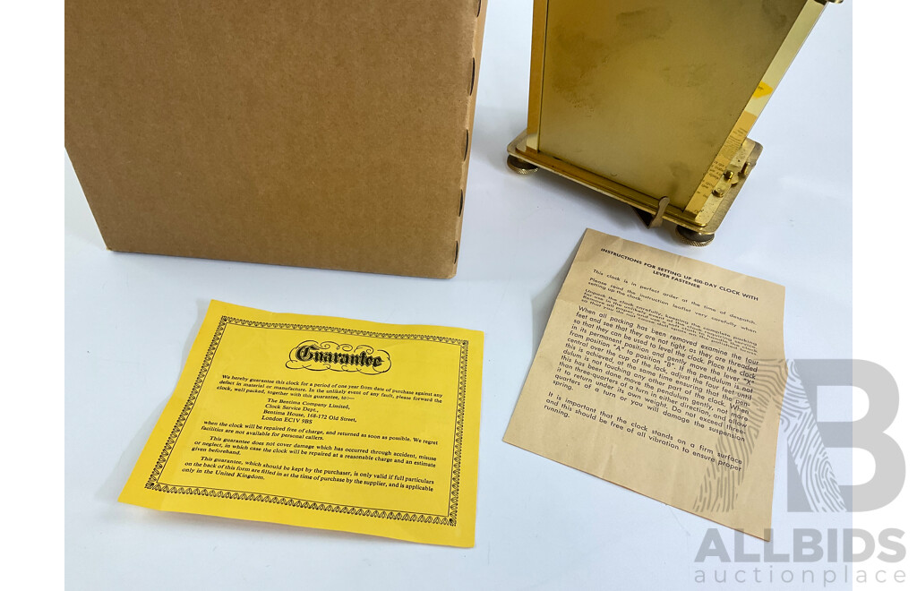 Vintage Brass Kien 400 Day Torsion Clock with Etched and Beveled Glass, Made in Germany