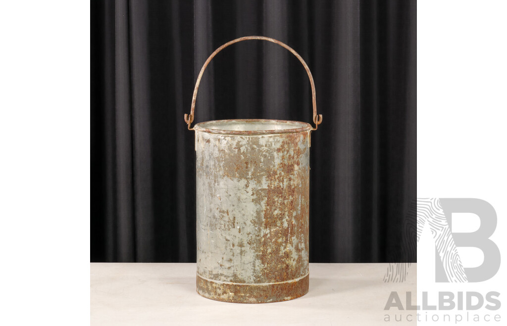 Vintage Galvanised Milk Bucket with Swing Handle
