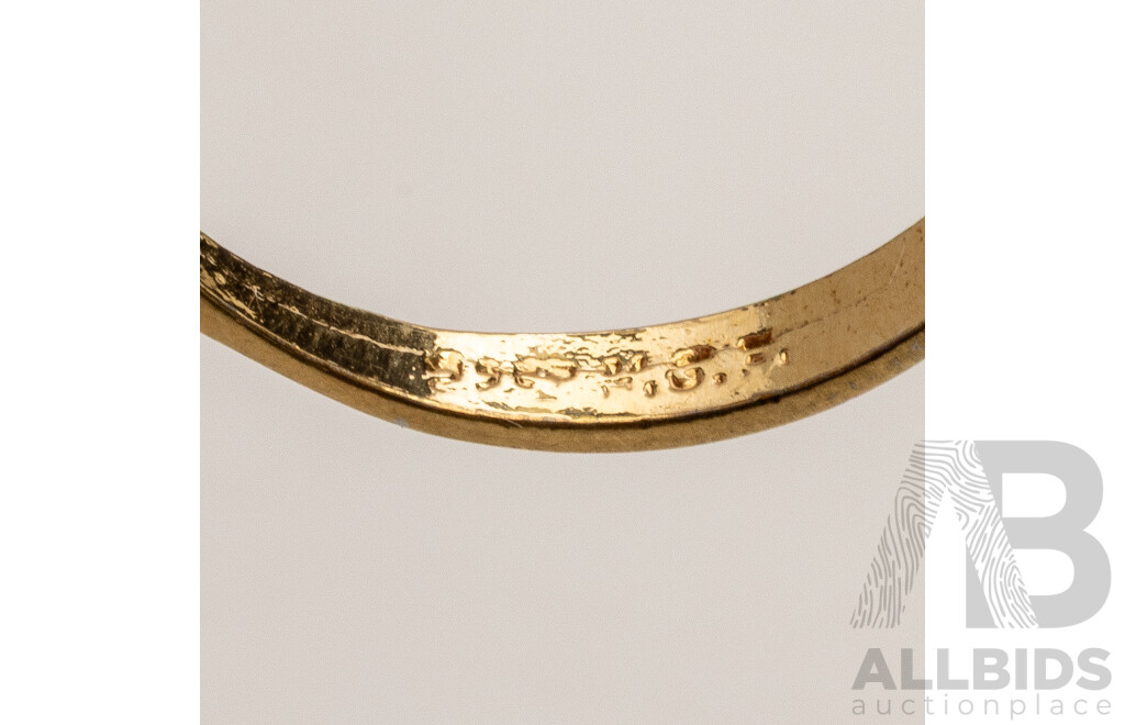 22ct Yellow Plated Base Metal Ring with Synethetic Emerald and Cubic Zirconias - Size Q