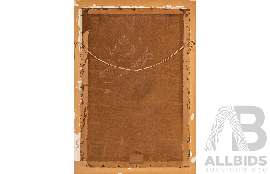 M. Odris, (20th Century, Balinese School), Portrait of Topless Lady with Scarf in Hair, Original Vintage Oil on Canvas, 70 x 49 cm (frame)