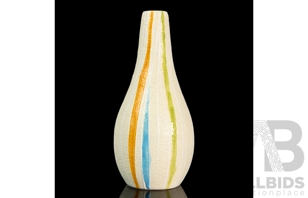 Mid Century Italian Ceramic Striped Vase