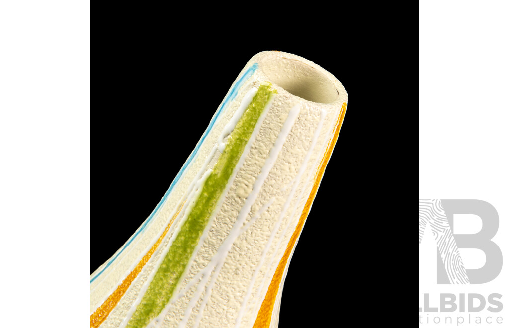 Mid Century Italian Ceramic Striped Vase