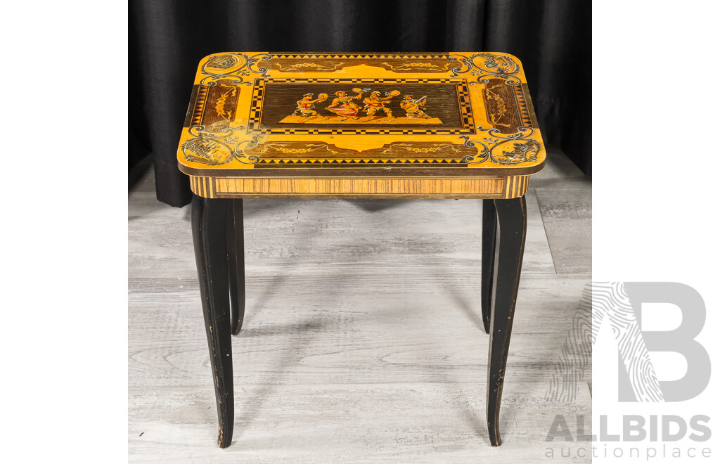 Elevated Inlaid Music Box with Fitted Interior