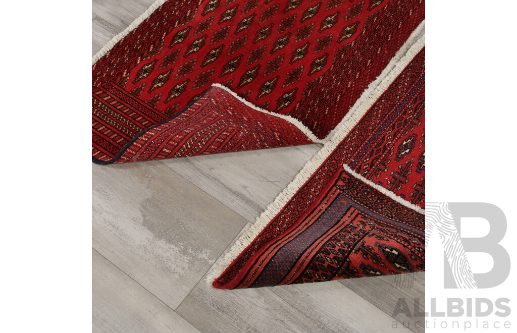 Two Small Hand Knotted Persian Wool Bokhara Style Rugs